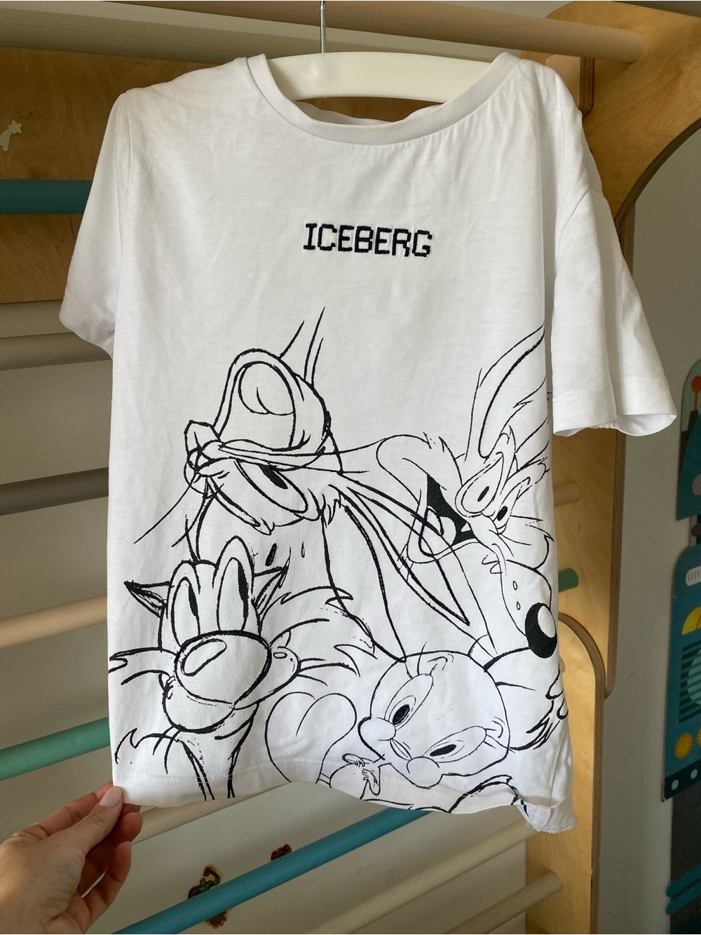 Iceberg White Kids Tee with Black Looney Tunes Sketch